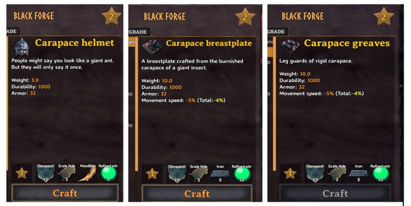carapace armor pieces valheim
