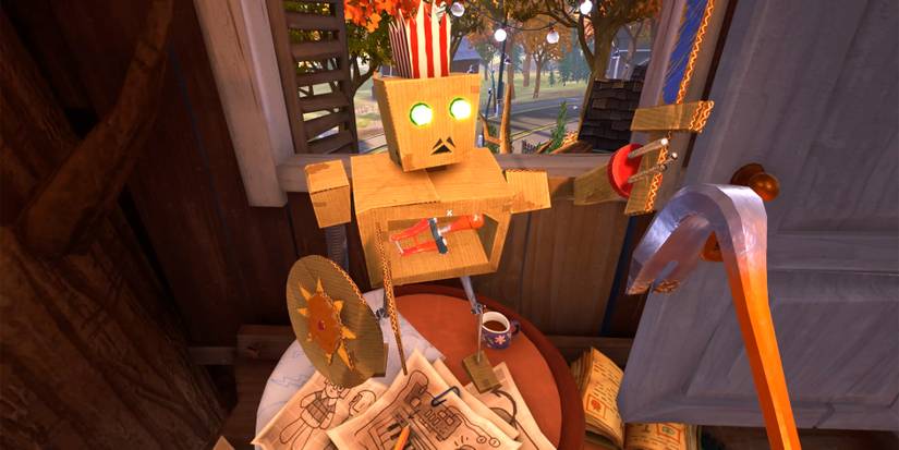 cardboard robot puzzle in hello neighbor 2