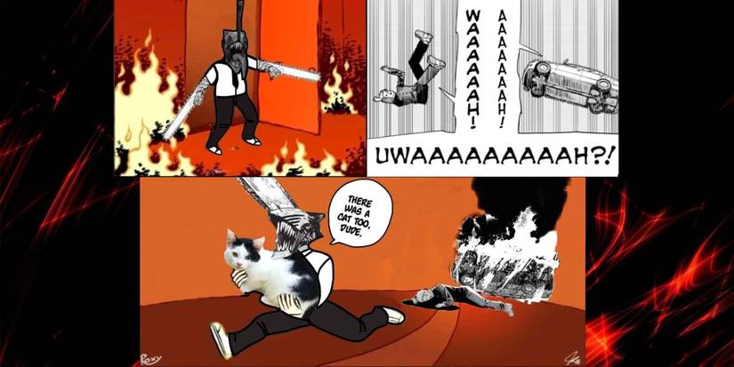 Chainsaw Man Denji Saves Cat Meme