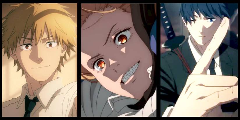 Denji, Power, and Aki in a three way grid