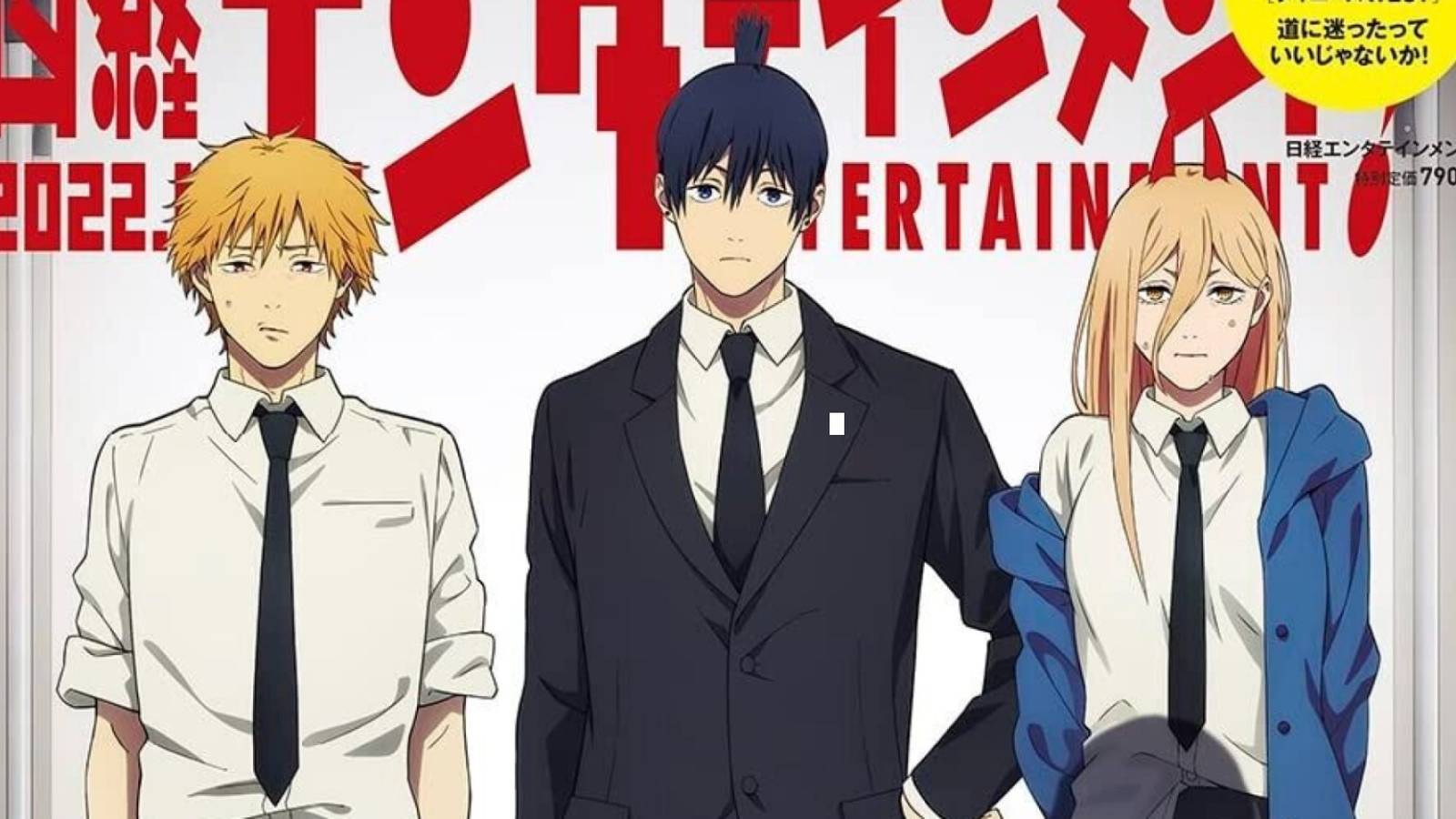 Denji, Aki, and Power standing in file