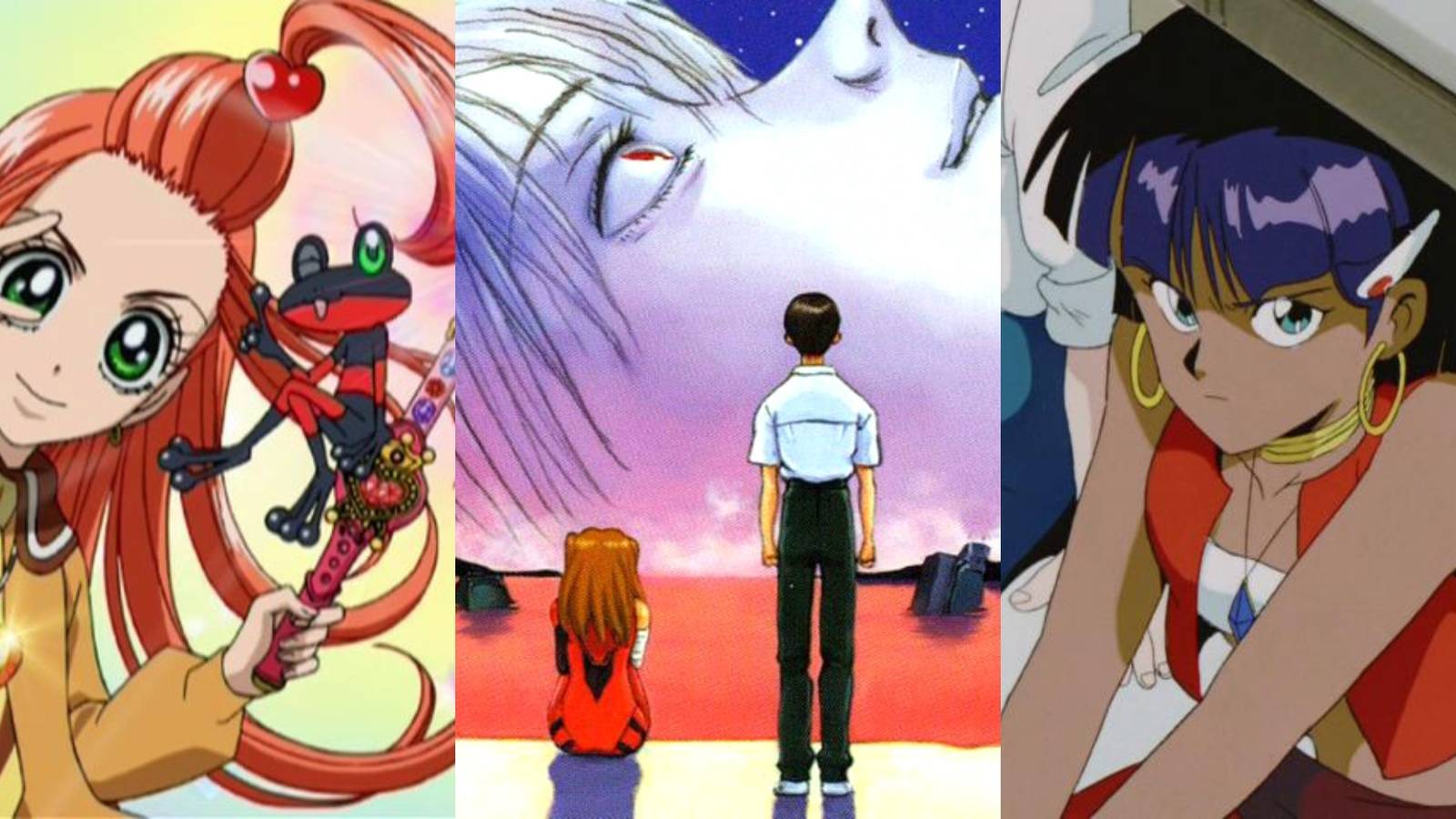 Chocola in Sugar Sugar Rune, Asuka and Shinji in Neon Genesis Evangelion The End of Evangelion, Nadia in Nadia The Secret of Blue Waters