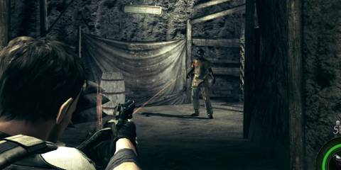 Chris Aim Down Sight In Resident Evil 5