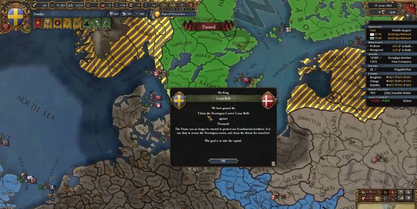 EU4 Lions Of The North Claiming Norwegian Crown Casus Belli
