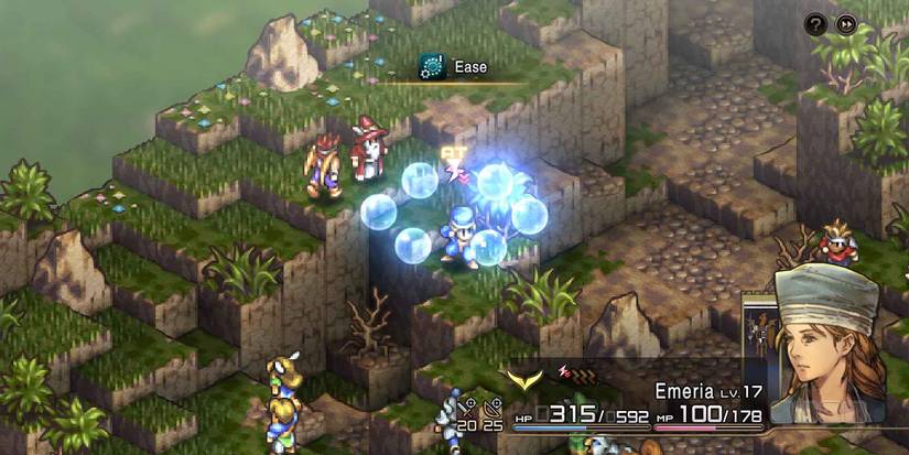A Cleric casting the support spell Ease in Tactics Ogre Reborn