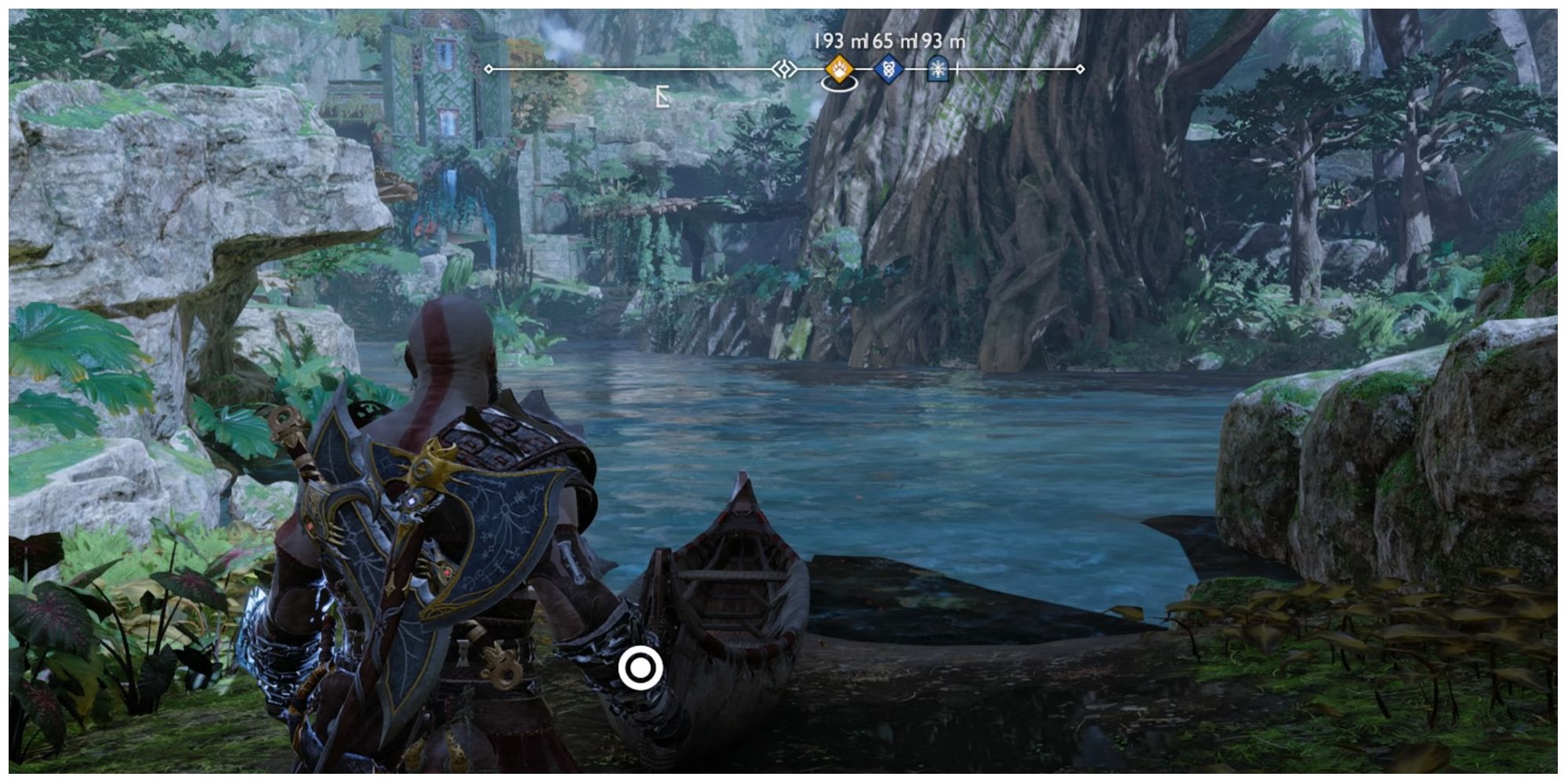 Kratos prepares to board a boat in God of War Ragnarok