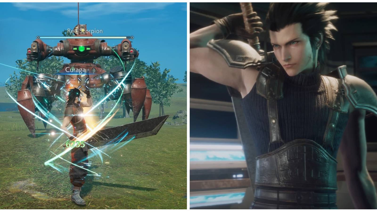 Zack faces a Red Scorpion in Crisis Core: Final Fantasy 7 Reunion