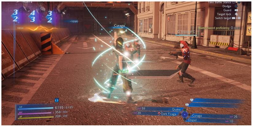 Zack casts Curaga in Crisis Core: Final Fantasy 7 Reunion