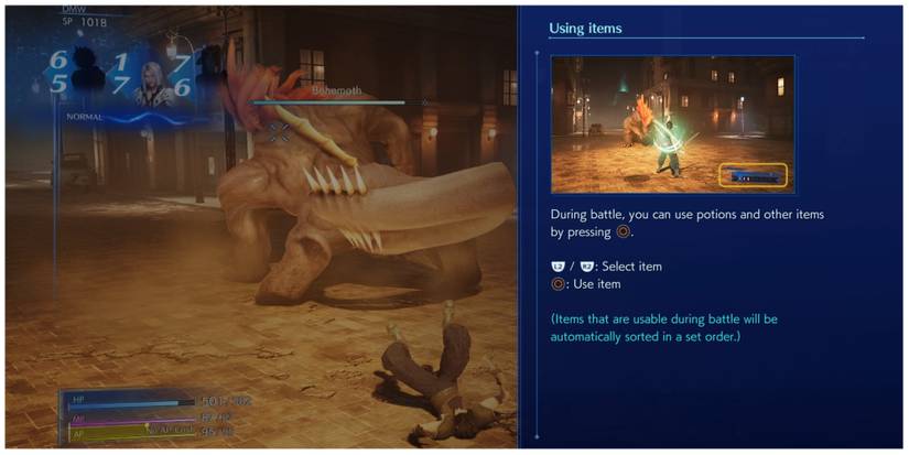 Zack fights a Behemoth in Crisis Core: Final Fantasy 7 Reunion