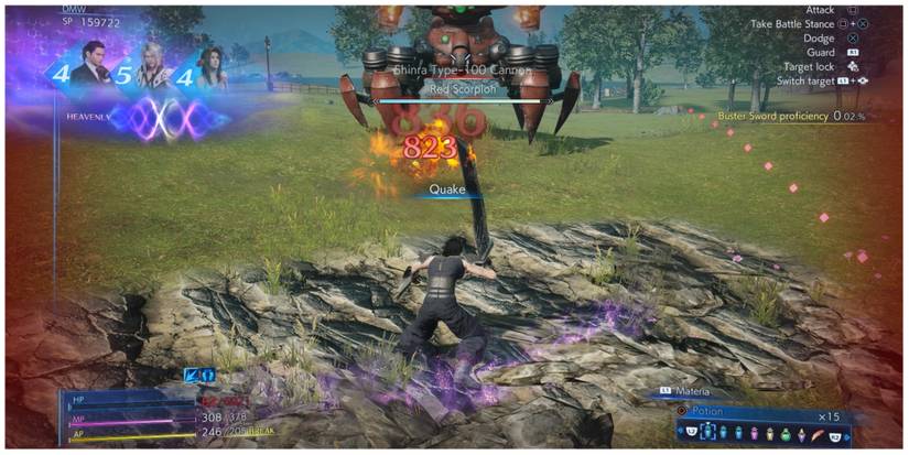 Zack uses Quake in Crisis Core: Final Fantasy 7 Reunion