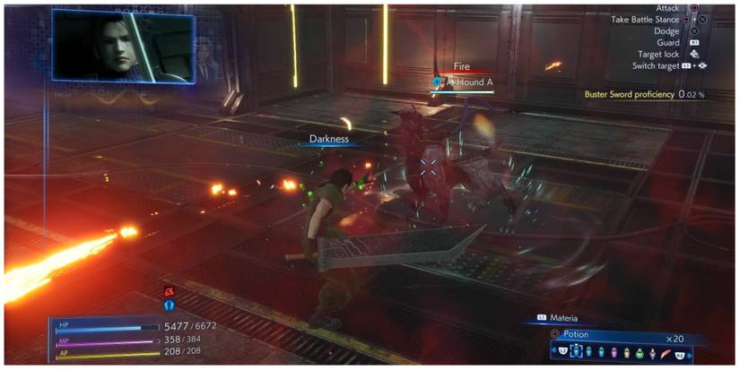 Zack uses the Darkness Materia in Crisis Core: Final Fantasy 7 Reunion