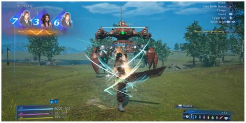 Zack casts Curaga in Crisis Core: Final Fantasy 7 Reunion