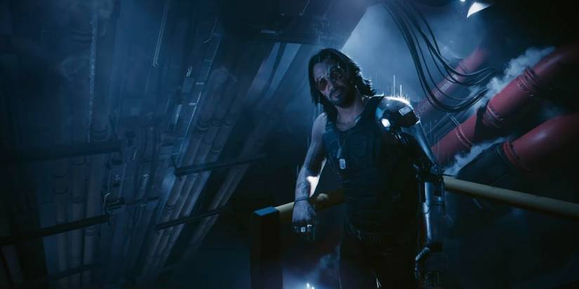 johnny silverhand on an elevator 