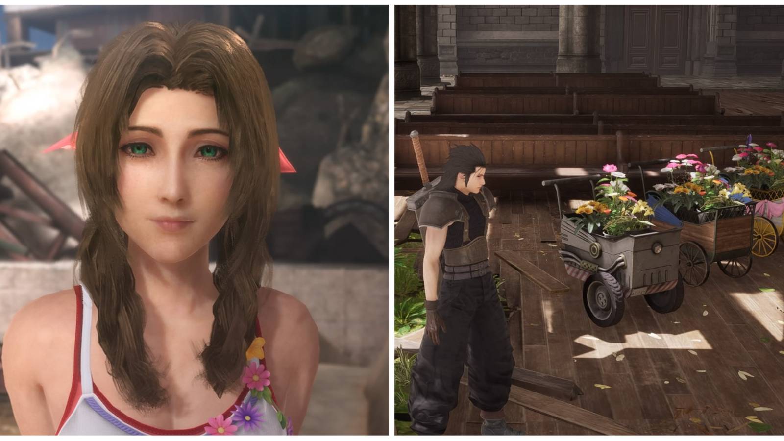 Aerith and Zack in Crisis Core: Final Fantasy 7 Reunion