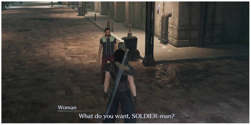 Zack meets a Wutai Spy in Crisis Core: Final Fantasy 7 Reunion