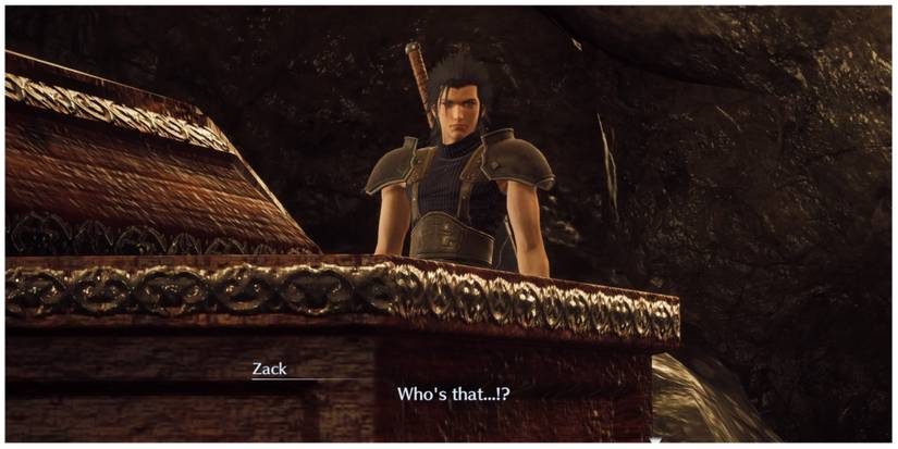 Zack opens a coffin in Crisis Core: Final Fantasy 7 Reunion