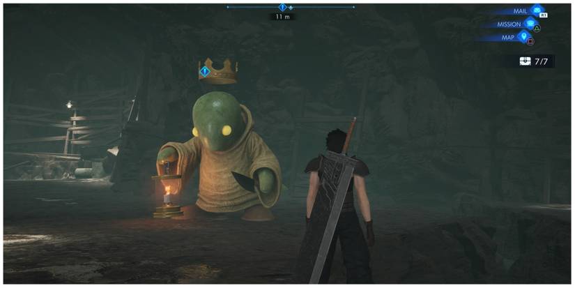 Zack faces the Holy Tonberry in Crisis Core: Final Fantasy 7 Reunion