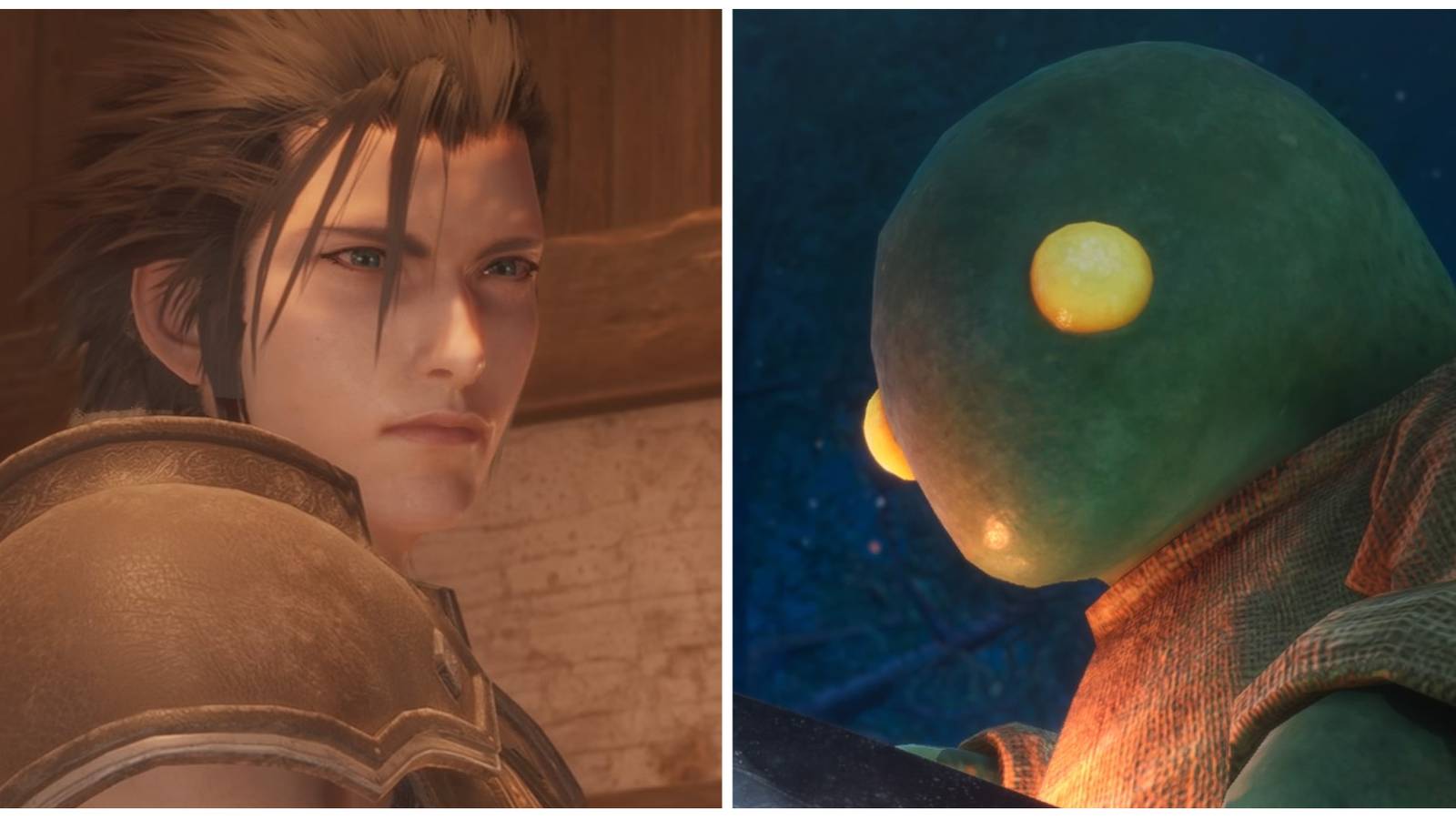 Zack and a Tonberry in Crisis Core: Final Fantasy 7 Reunion