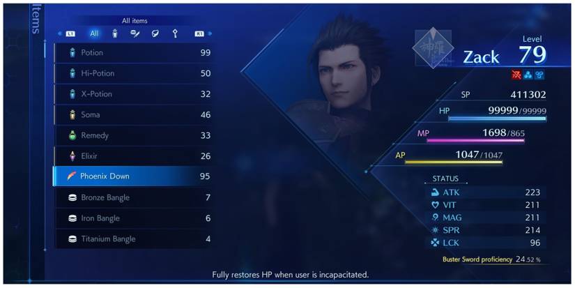 Phoenix Down in Crisis Core: Final Fantasy 7 Reunion