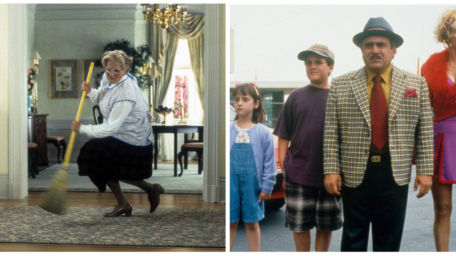 Left image: Mrs. Doubtfire. Right image: Matilda.