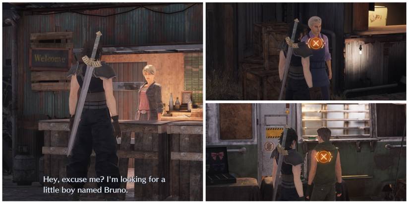 Zack talks to shopkeepers in Crisis Core: Final Fantasy 7 Reunion