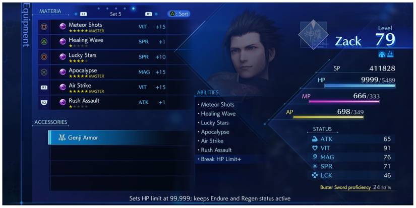 Genji Armor in Crisis Core: Final Fantasy 7 Reunion