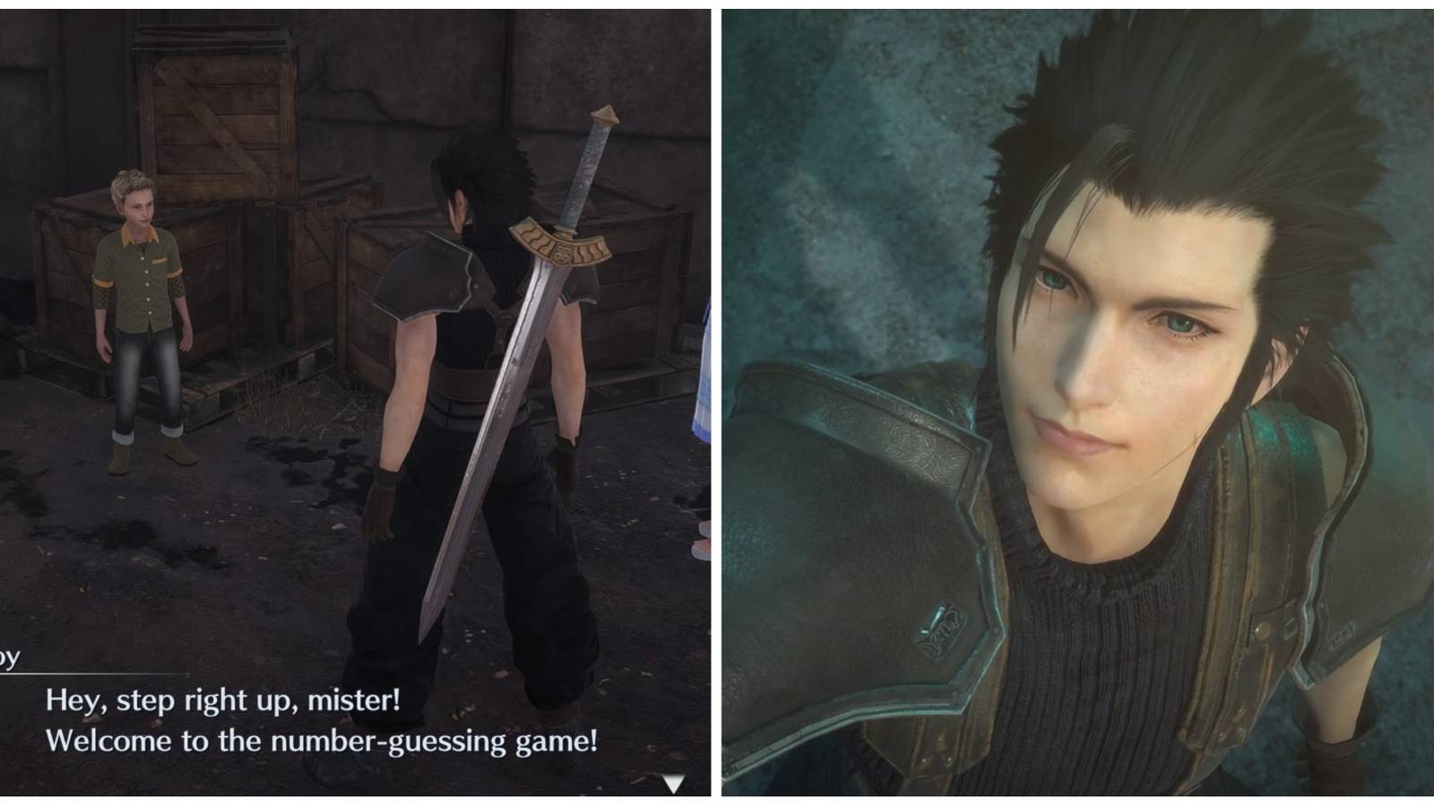 Zack begins the Number-Guessing game in Crisis Core: Final Fantasy 7 Reunion