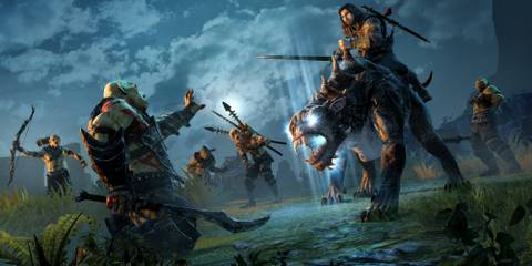 talion on a beast fighting orcs