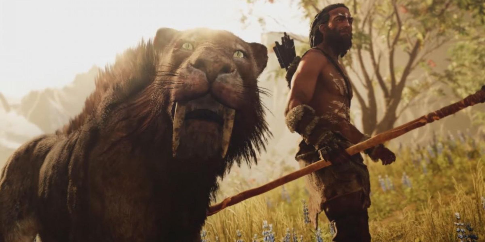 player with a sabretooth tiger in far cry primal