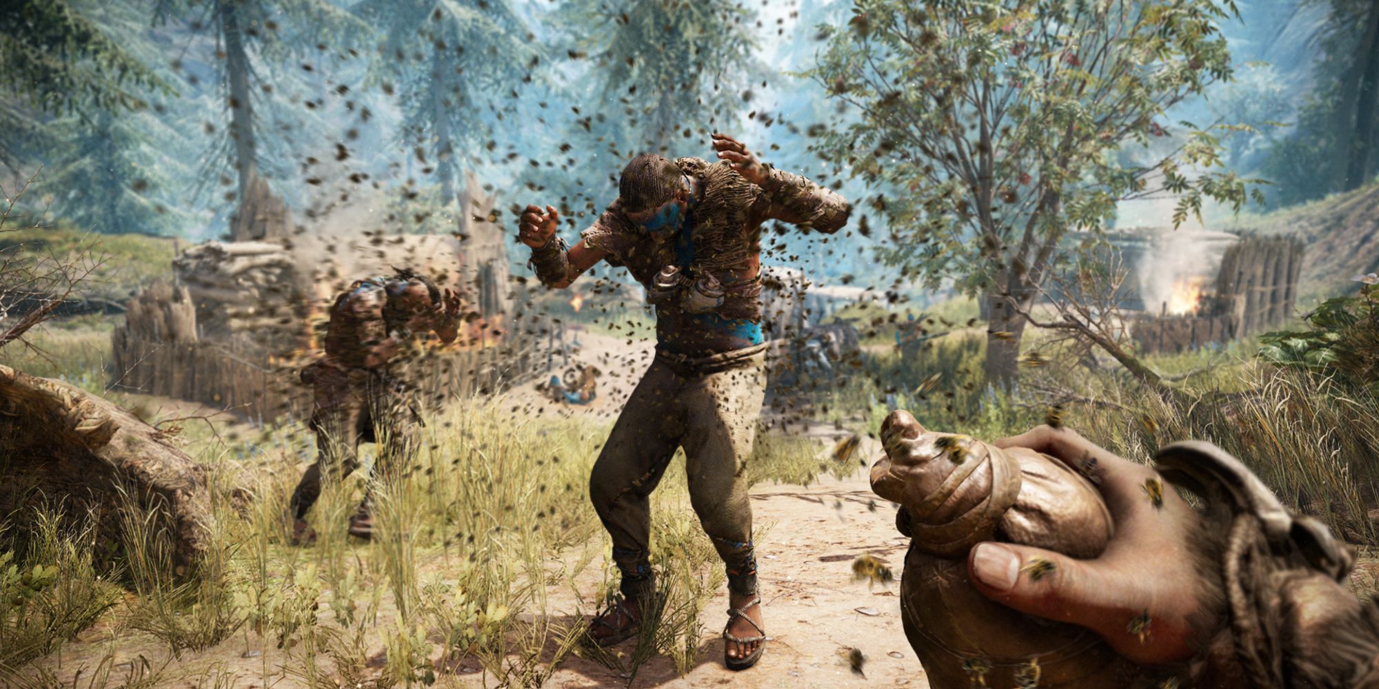 player using a bee bomb in far cry primal