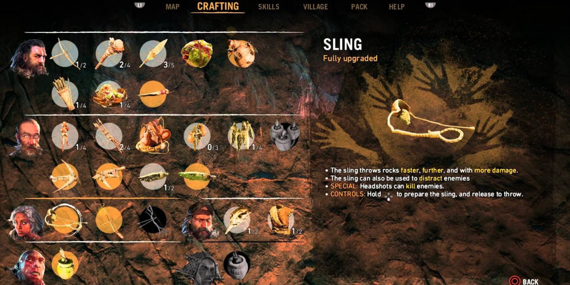 sling in the menu of far cry primal