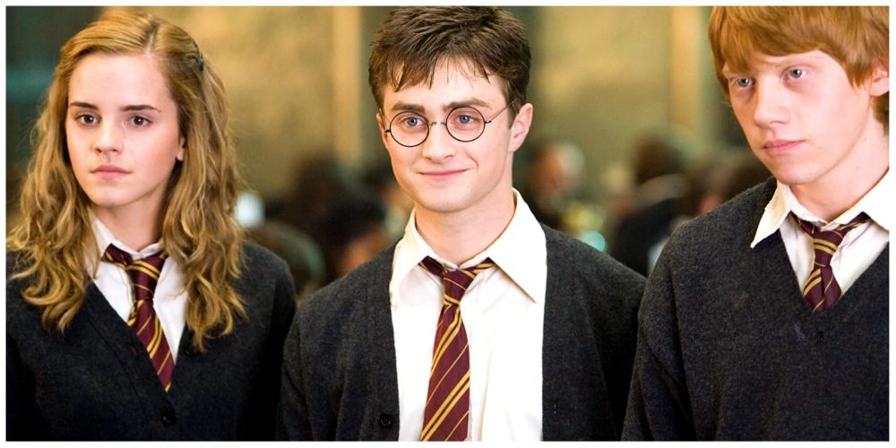 Emma Watson as Hermione Granger. Daniel Radcliffe as Harry Potter. Rupert Grint as Ron Weasley.