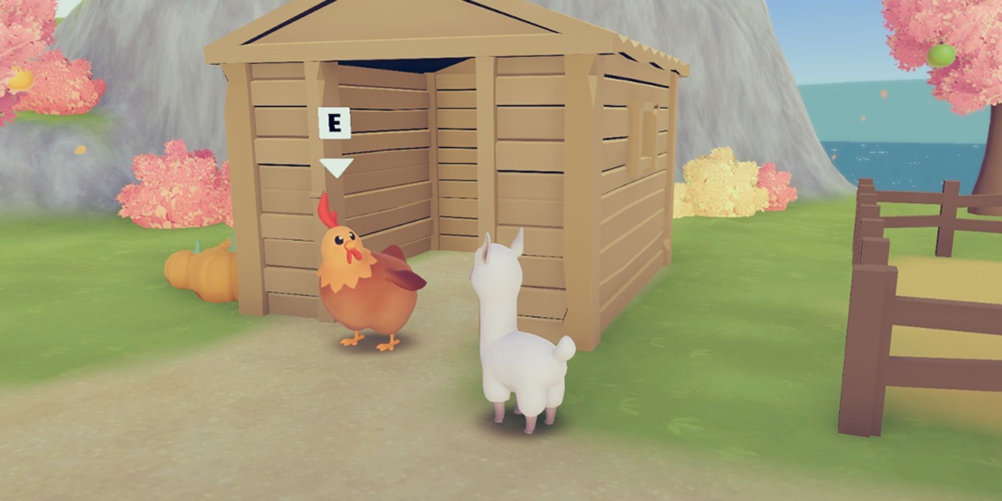 Player helps farm animals in the game