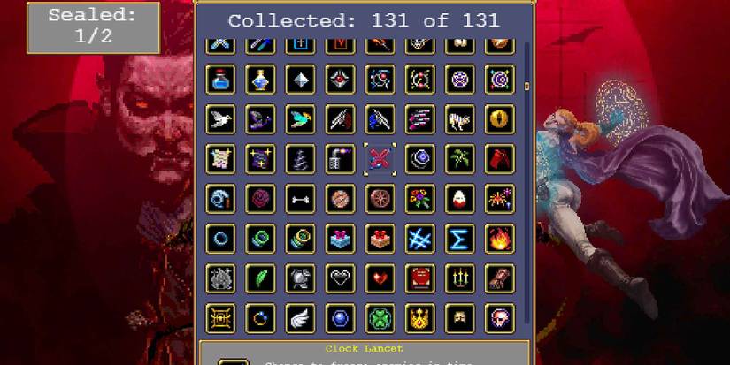 Using the Seal in the Collection to omit weapons and items in Vampire Survivors