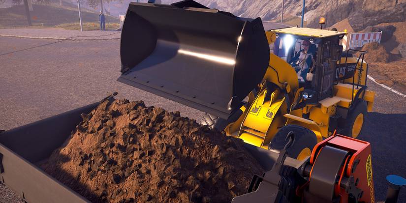Construction Simulator Front-End Loader Flatbed Truck Player Character Cropped