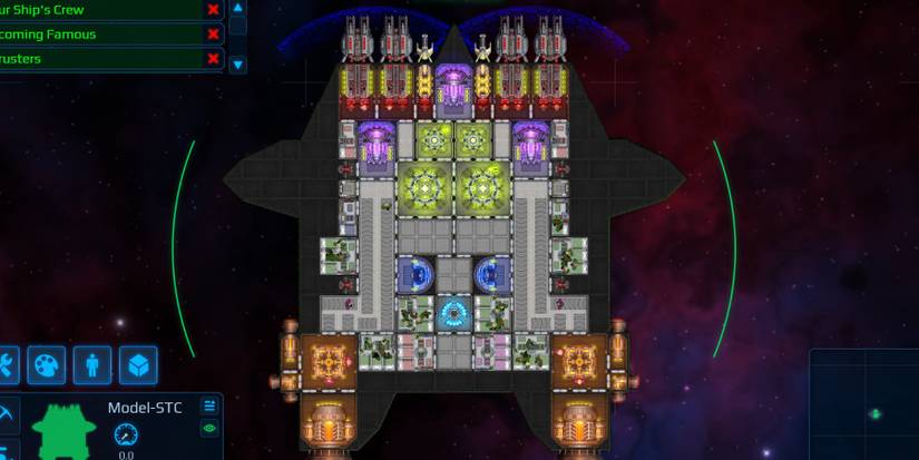 A big boxy ship in Cosmoteer floating through space