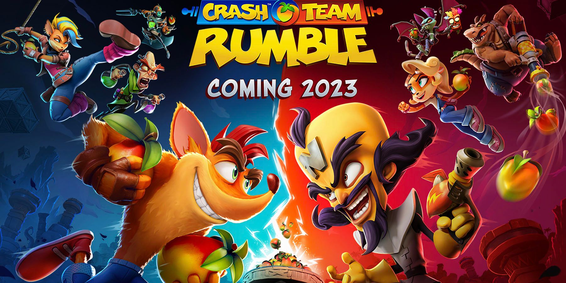 Crash Team Rumble reveal graphic Crash Bandicoot vs Dr Neo