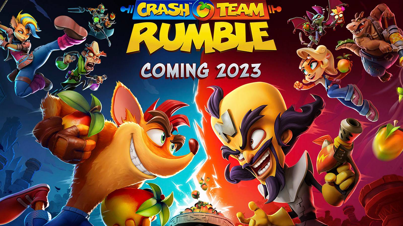 Crash Team Rumble reveal graphic Crash Bandicoot vs Dr Neo