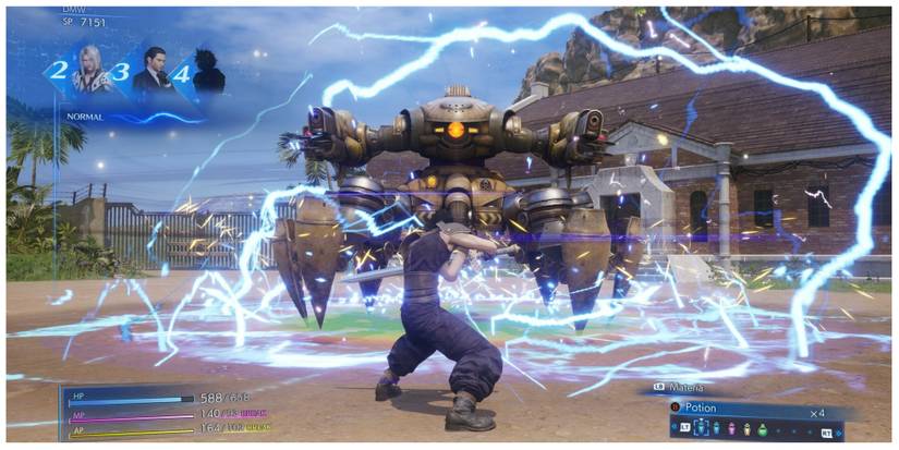 a battle scene in Crisis Core: Final Fantasy 7 Reunion