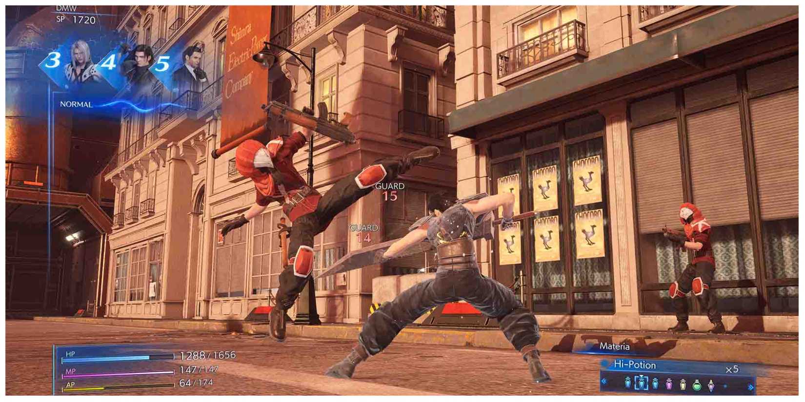 a battle scene in Crisis Core: Final Fantasy 7 Reunion