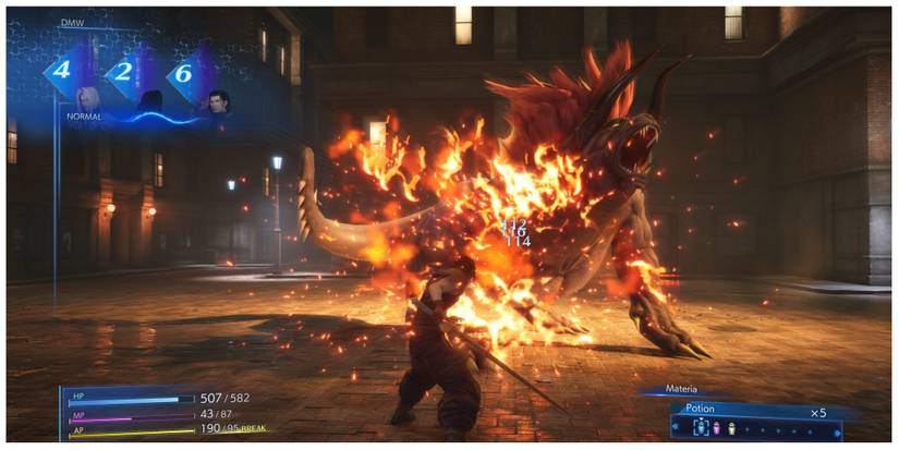 a battle scene in Crisis Core: Final Fantasy 7 Reunion