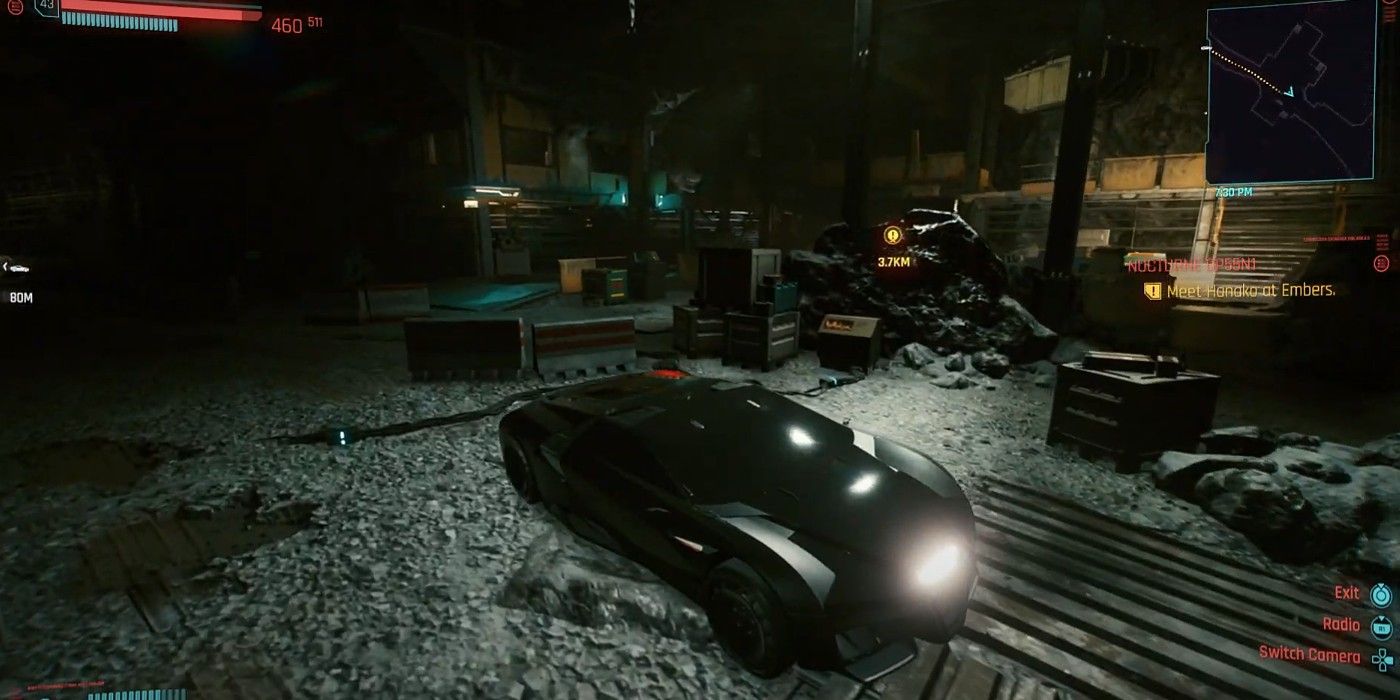 Cyberpunk 2077 Batmobile Car driving throuhg alley