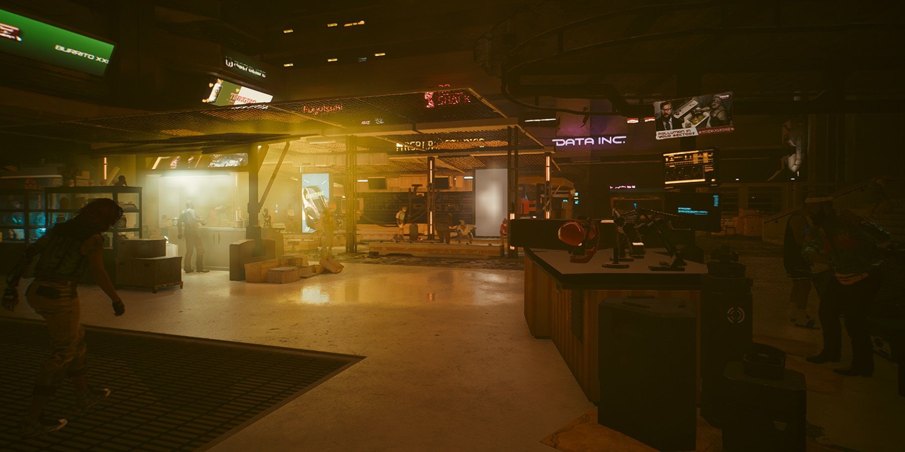 Image from Cyberpunk 2077 showing one of the markets.