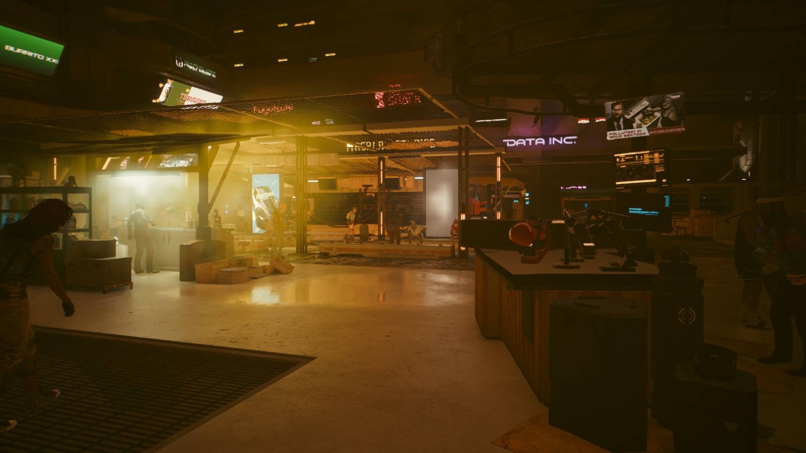 Image from Cyberpunk 2077 showing one of the markets.