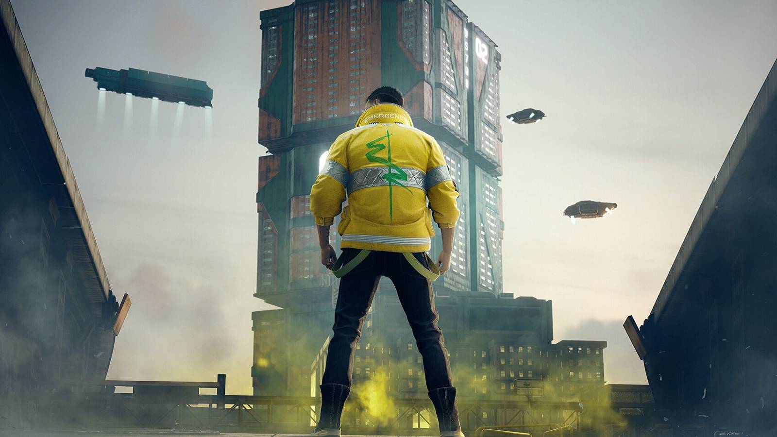 cyberpunk 2077 v on rooftop