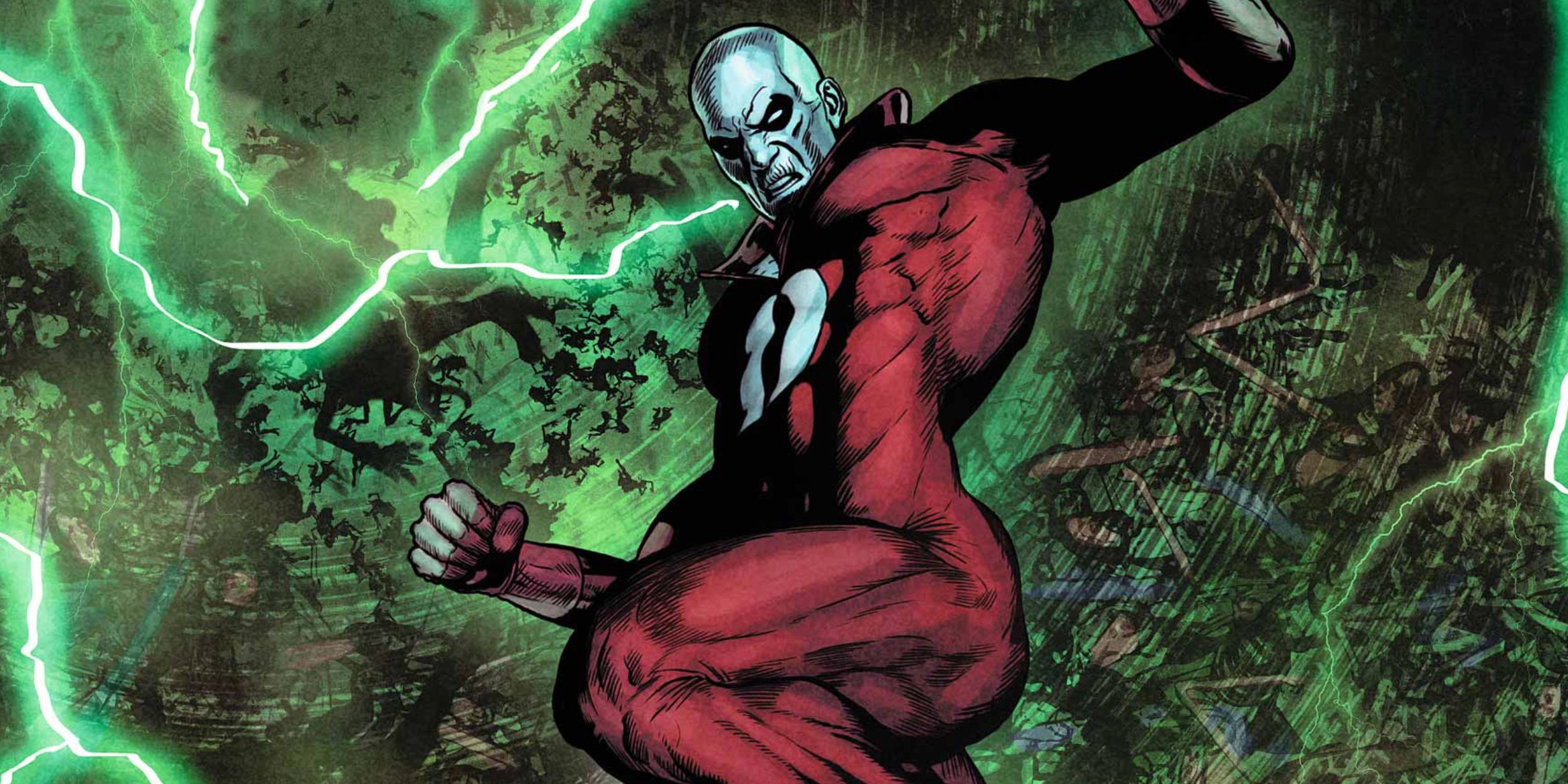 Deadman surrounded by souls and green lightning in DC Comics