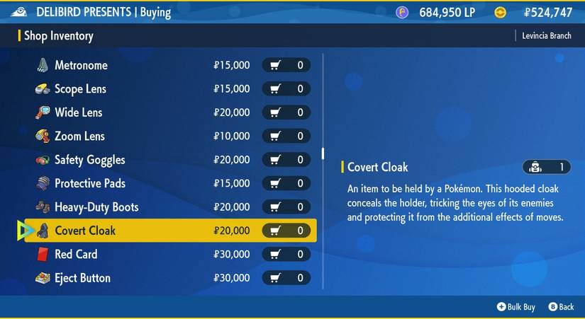 Delibird Menu Covert Cloak