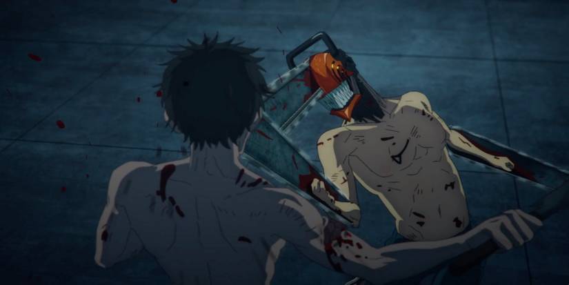 Denji fighting zombies in Chainsaw Man