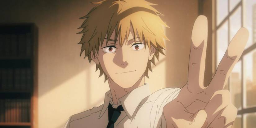 Denji giving a peace sign