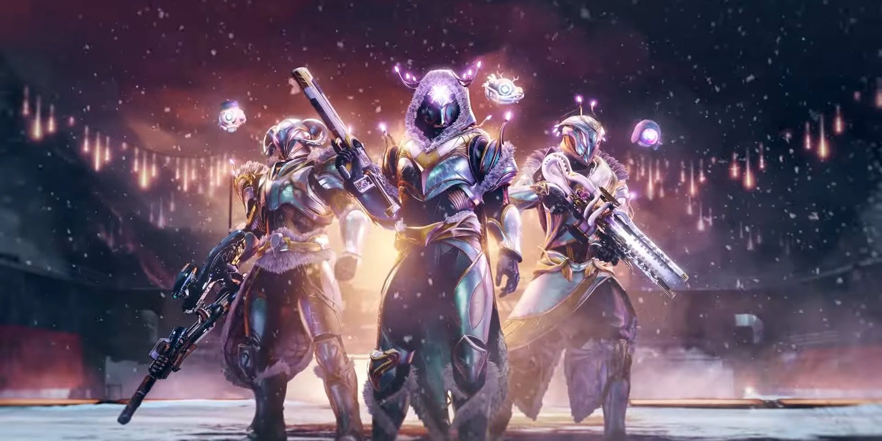 the dawning 2022 three guardians posing in festive armor sets